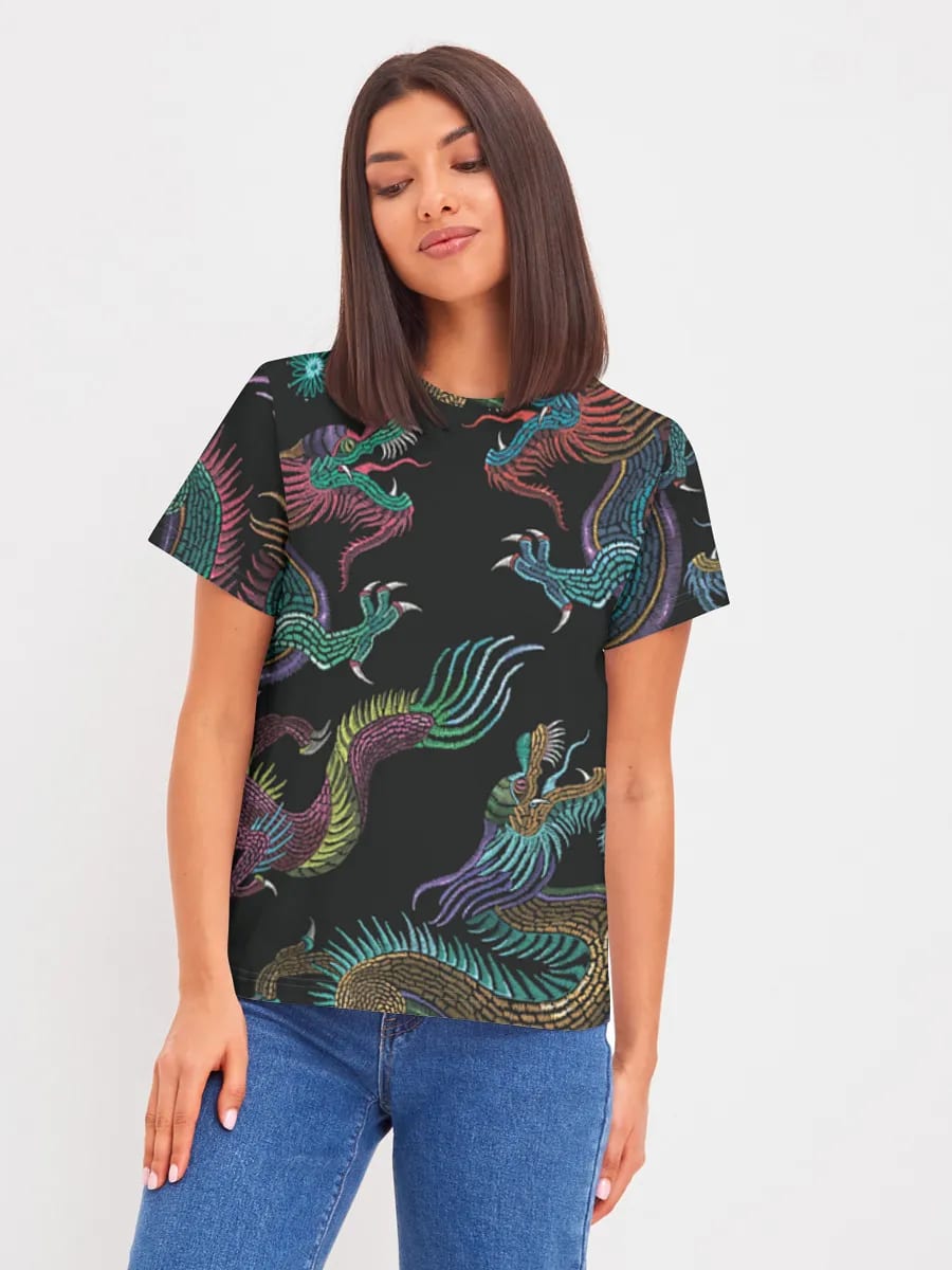 Embroidered Neon Dragons