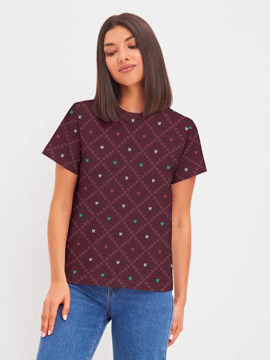 Burgundy Knit Dots