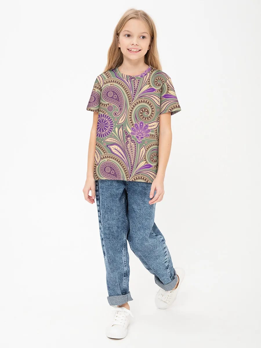 Purple Paisley Floral Swirls