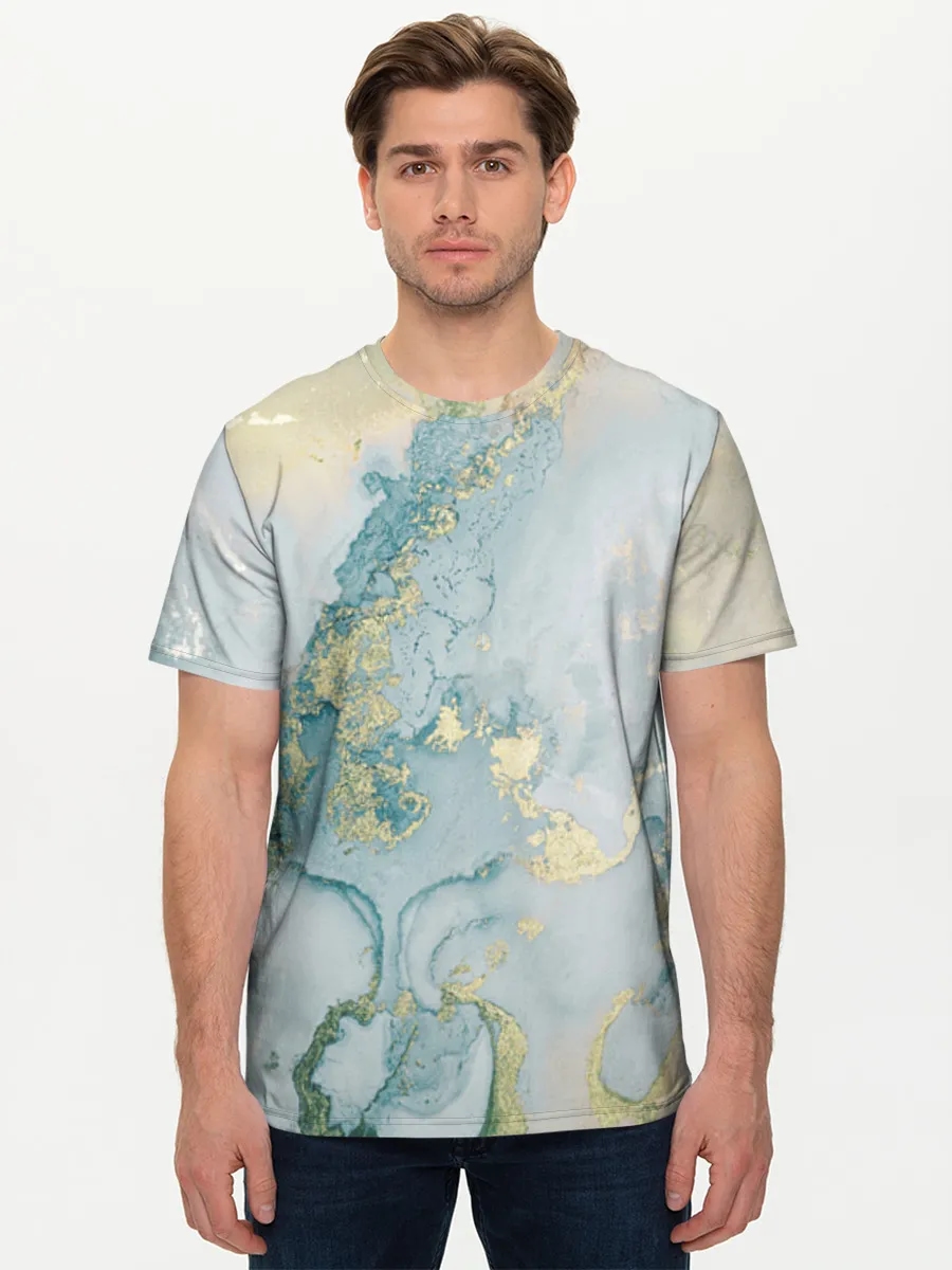 Turquoise Gold Fluid Art