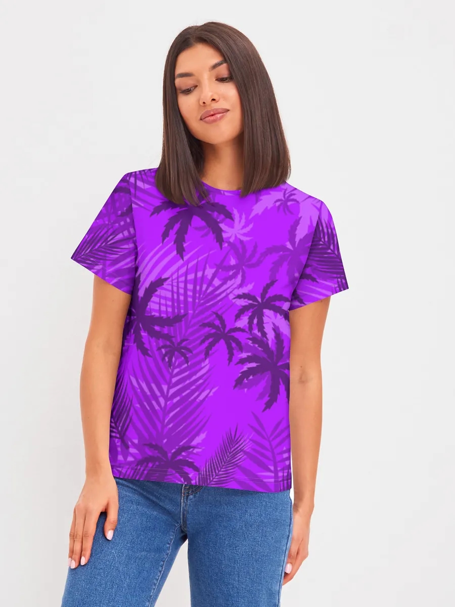 Purple Tropical Palm Leaves
