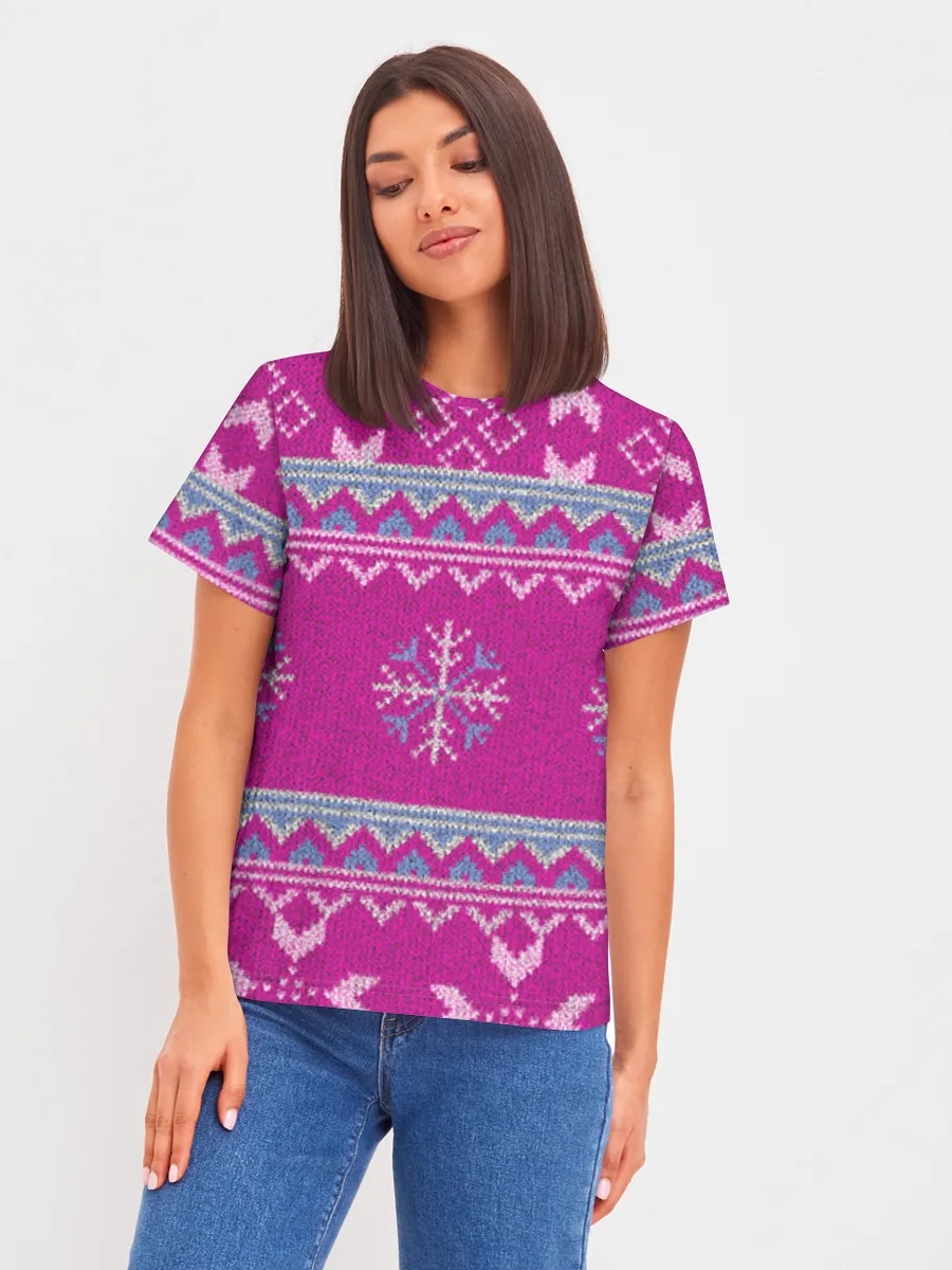 Pink Fair Isle Snowflakes