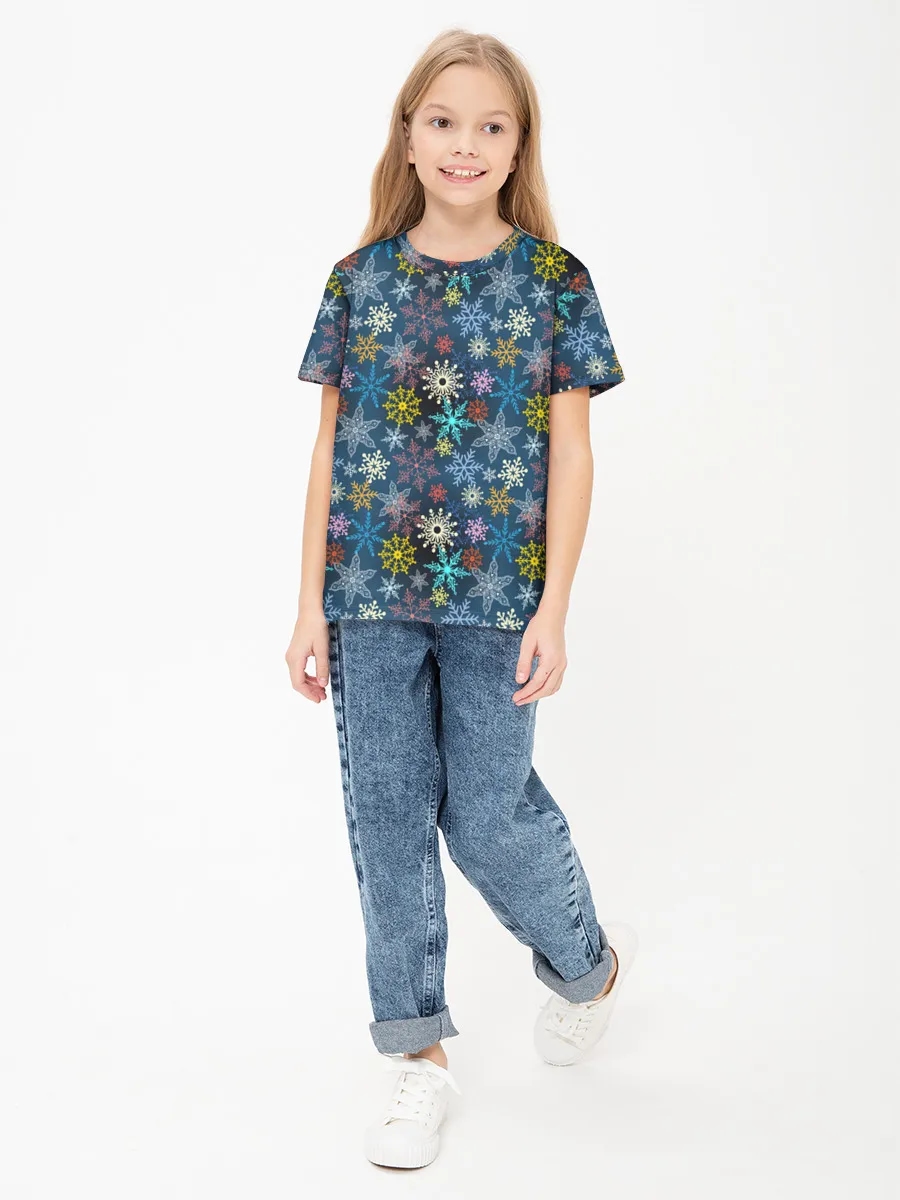 Colorful Snowflakes on Navy