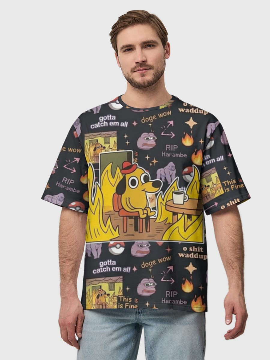 2026 is the new 2016 Nostalgia Wave — Men's oversized cotton T-shirt with all-over print, Nostalgia theme