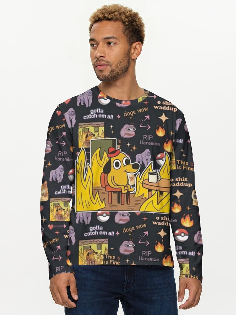 2026 is the new 2016 Nostalgia Wave — Men's cotton long sleeve shirt with all-over print, Nostalgia theme