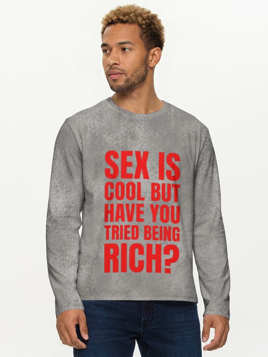 Have You Tried Being Rich? — Men's cotton long sleeve shirt with all-over print, Money theme