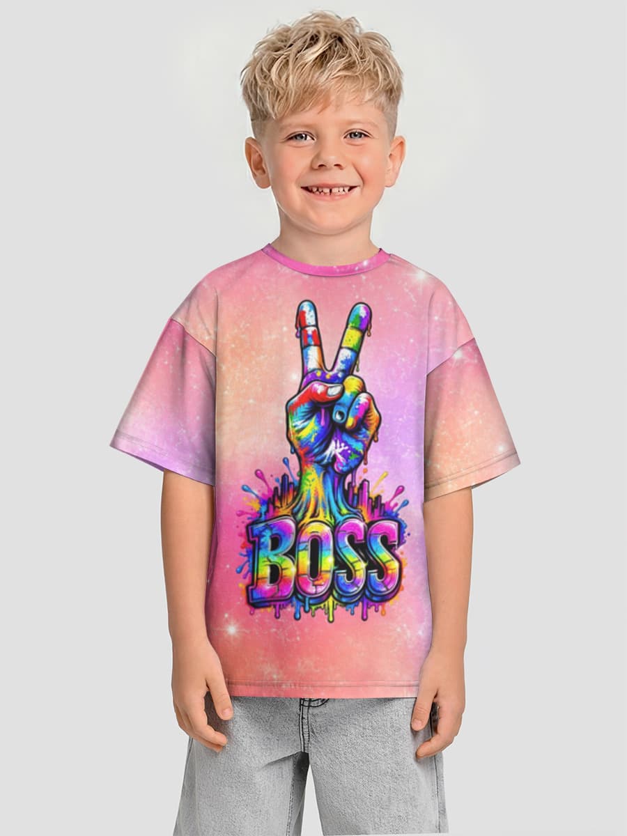 Boys' oversized cotton T-shirt