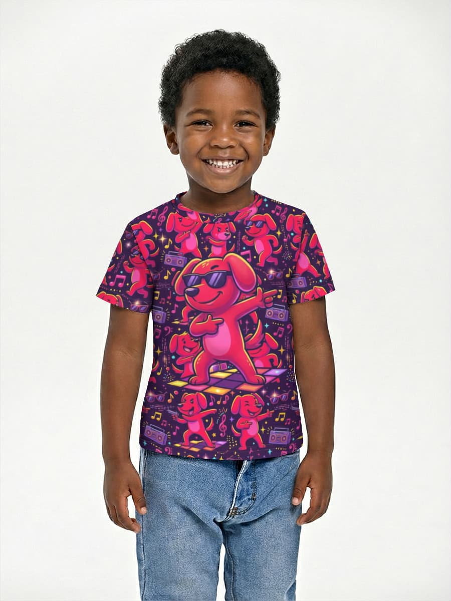Red Dog Chicky Pop — Children's cotton T-shirt (for boys. Copy) with all-over print, Cartoon Dog theme
