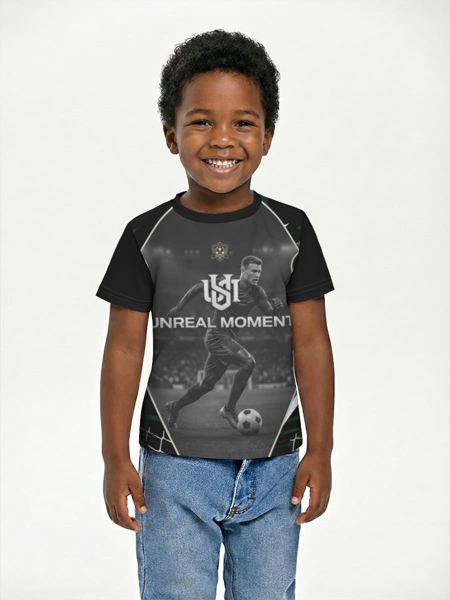 Unreal World Cup Moments — Children's cotton T-shirt (for boys. Copy) with all-over print, Sports theme