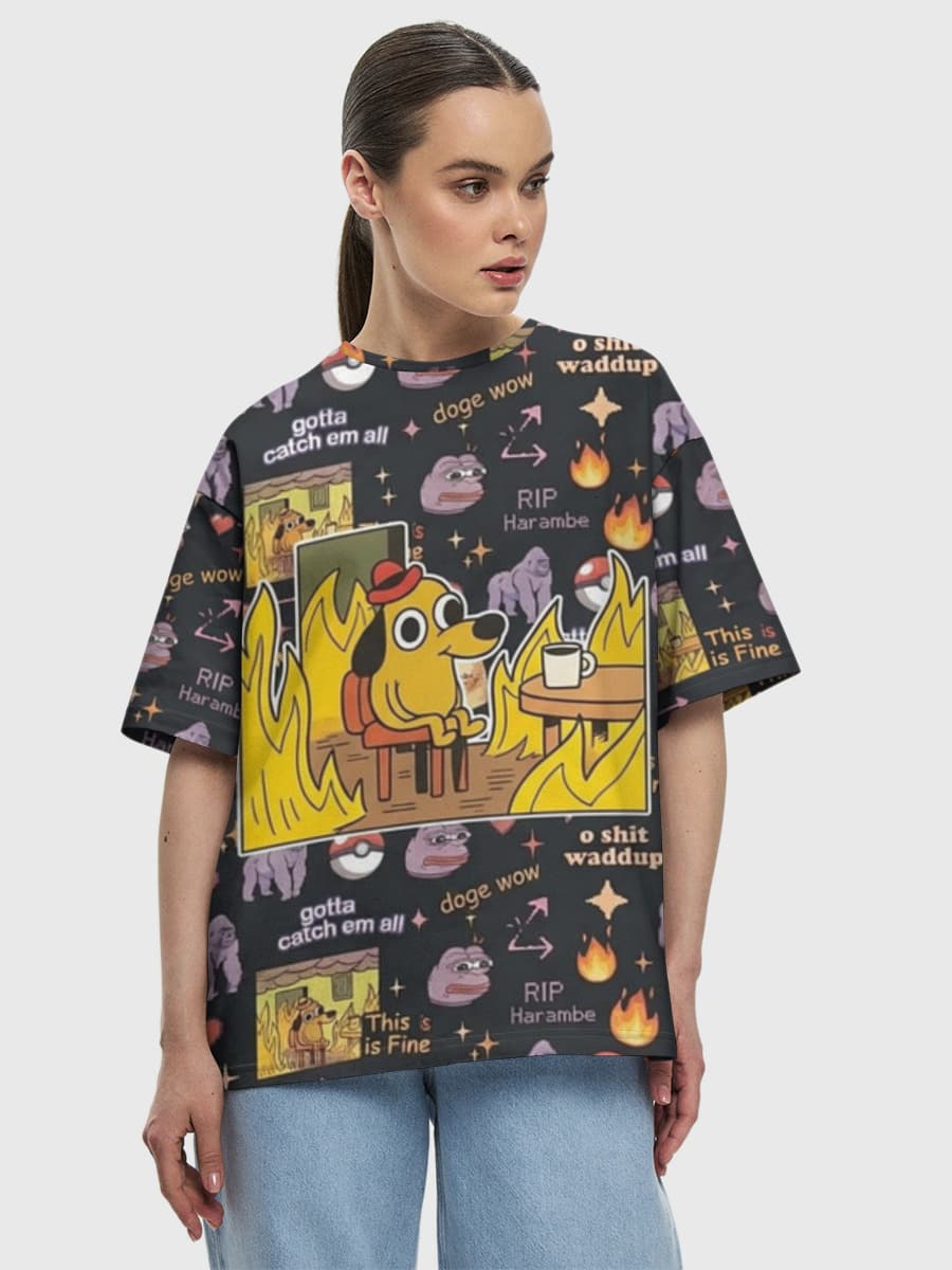 2026 is the new 2016 Nostalgia Wave — Women's oversized cotton T-shirt with all-over print, Nostalgia theme