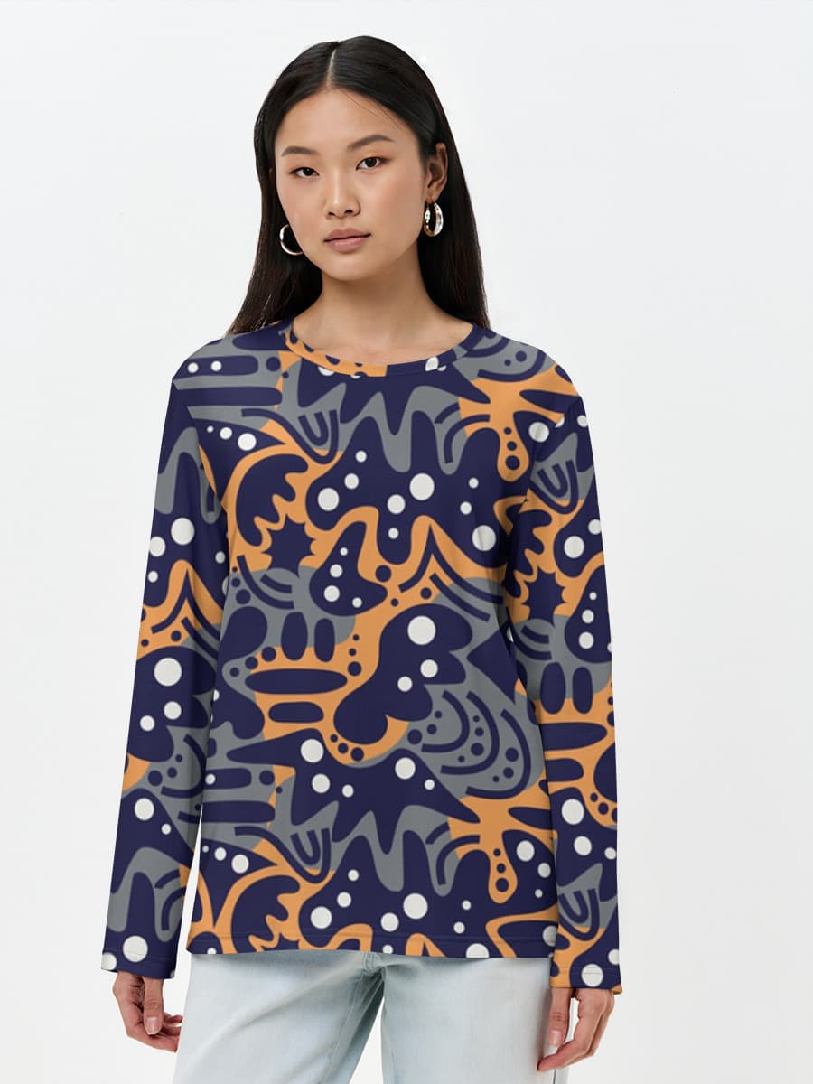 Damen Baumwoll Langarmshirt