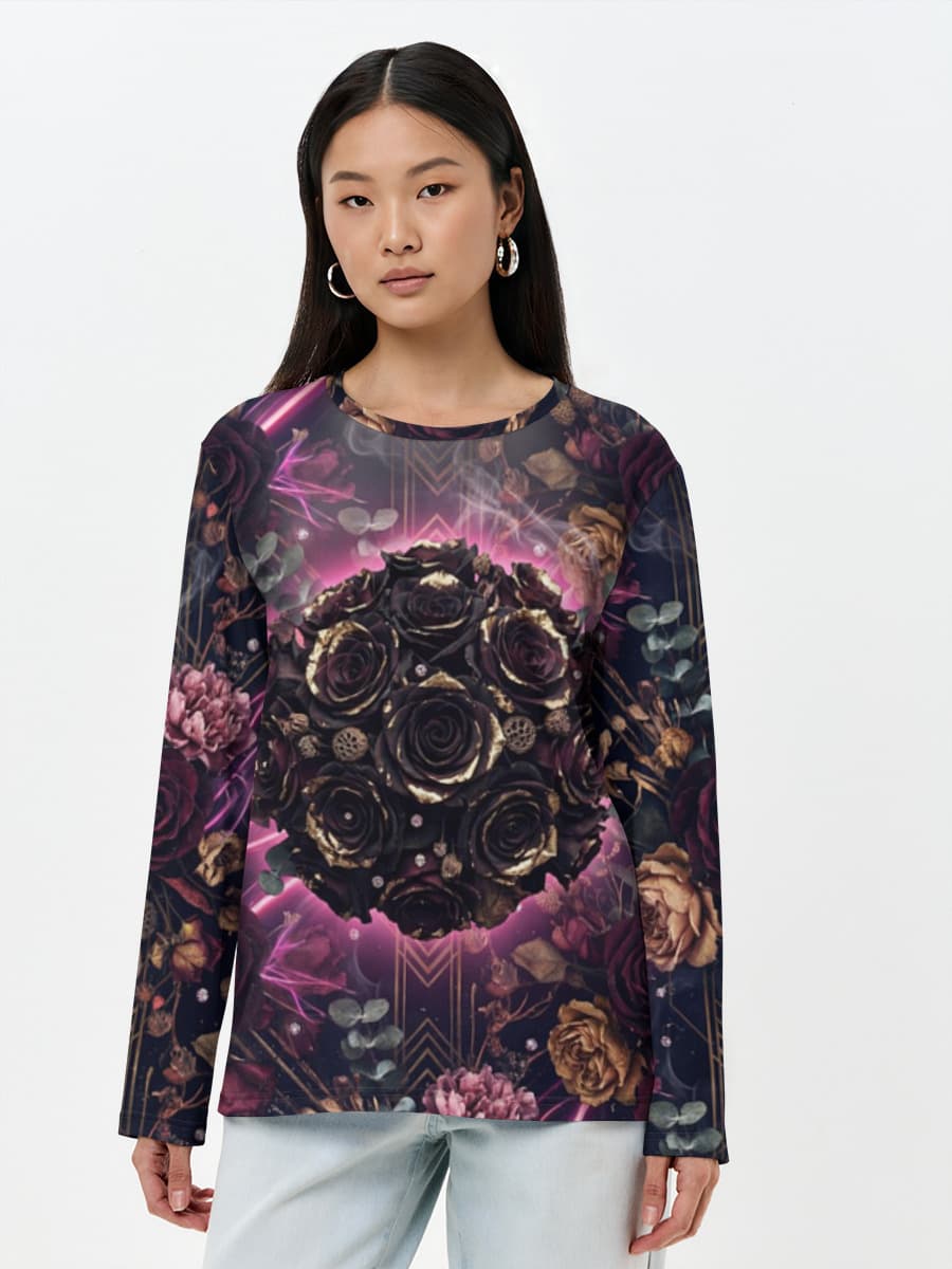 Damen Baumwoll Langarmshirt