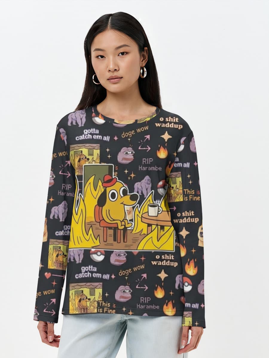 2026 is the new 2016 Nostalgia Wave — Women's long sleeve shirt. Cotton with all-over print, Nostalgia theme