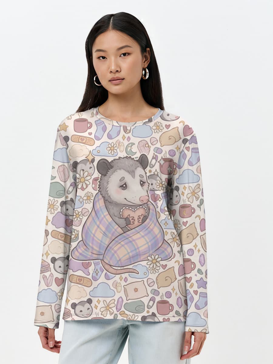 Damen Baumwoll Langarmshirt