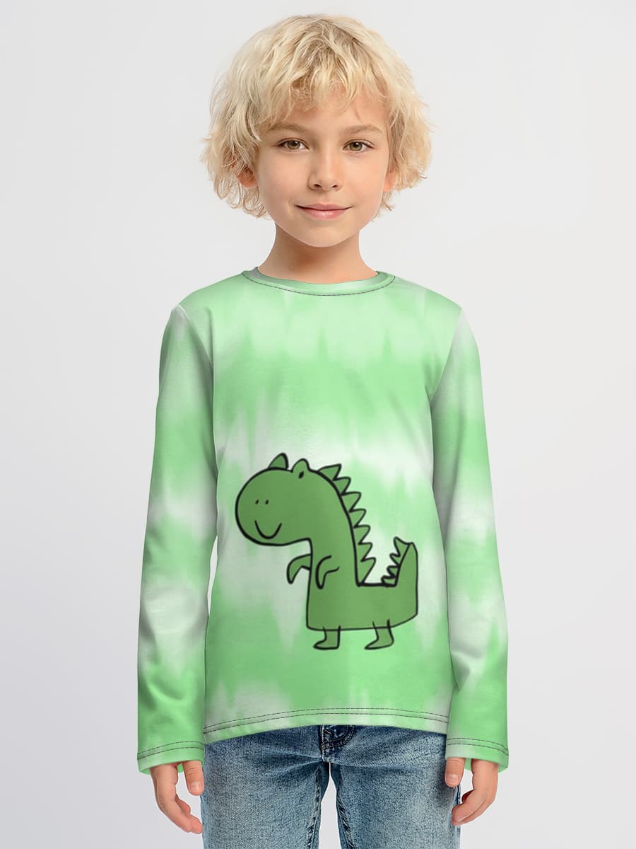 Cute Dinosaur Tie-Dye — Children's cotton long sleeve shirt with all-over print, Dinosaurs theme
