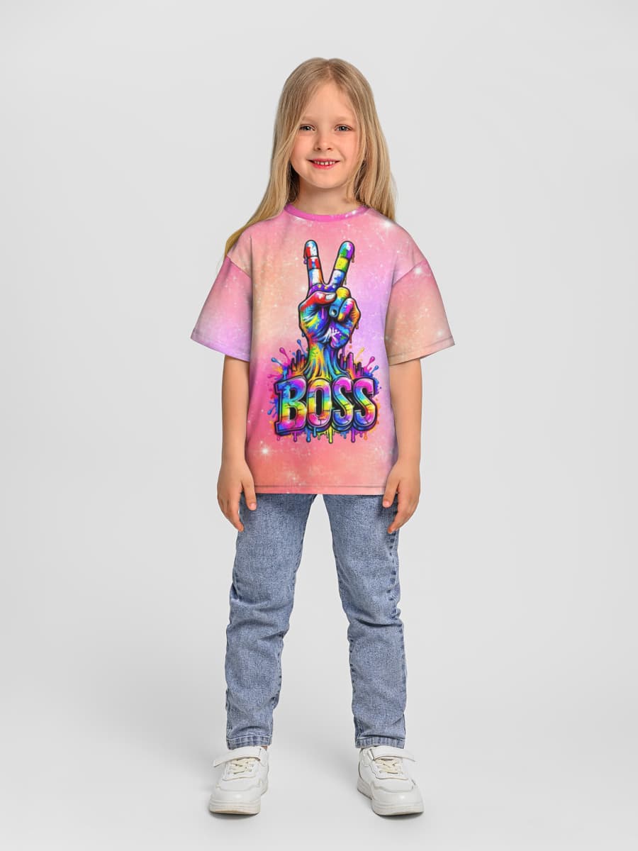 Girls' oversized cotton T-shirt