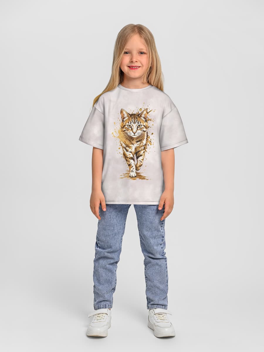 Girls' oversized cotton T-shirt