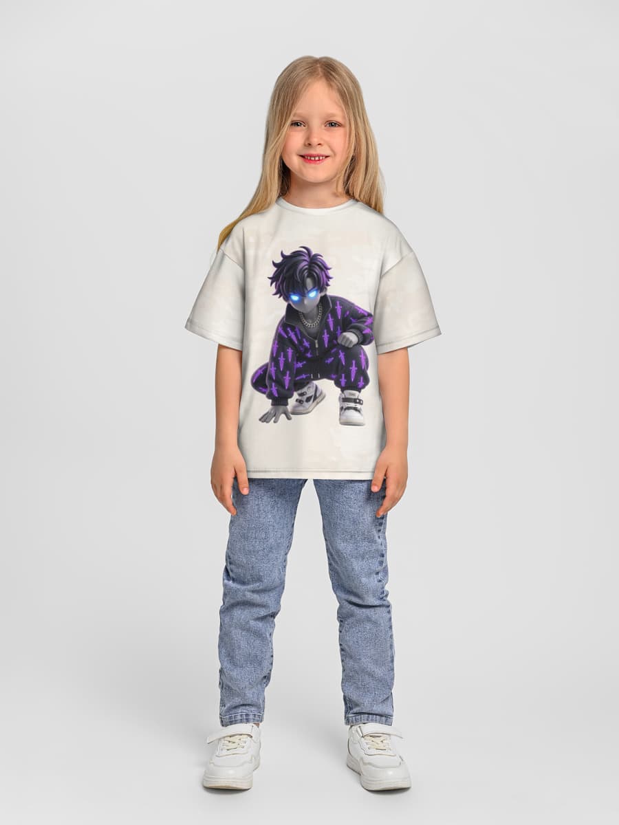 Girls' oversized cotton T-shirt