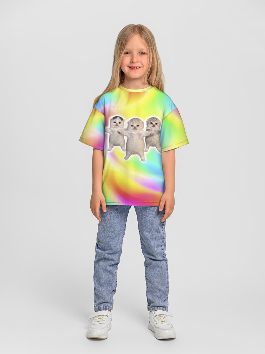 Girls' oversized cotton T-shirt
