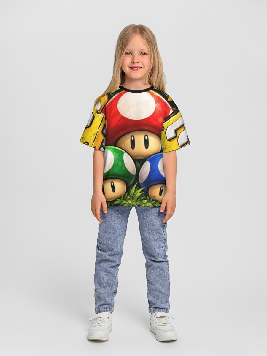Girls' oversized cotton T-shirt