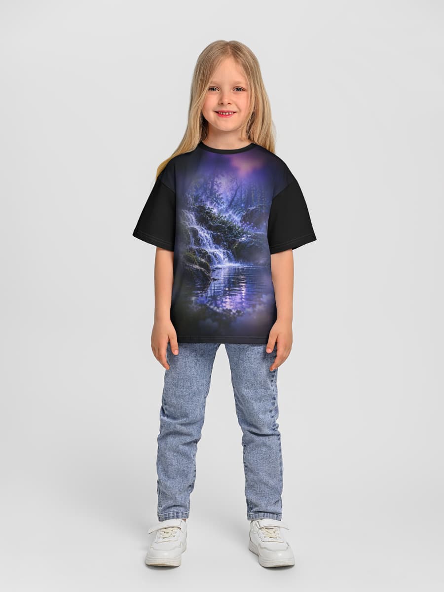 Girls' oversized cotton T-shirt