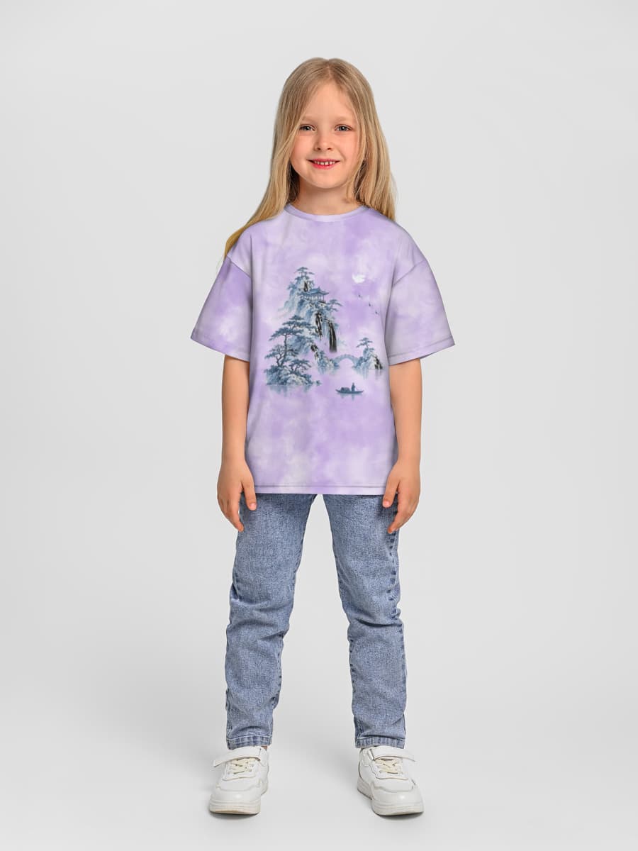 Girls' oversized cotton T-shirt