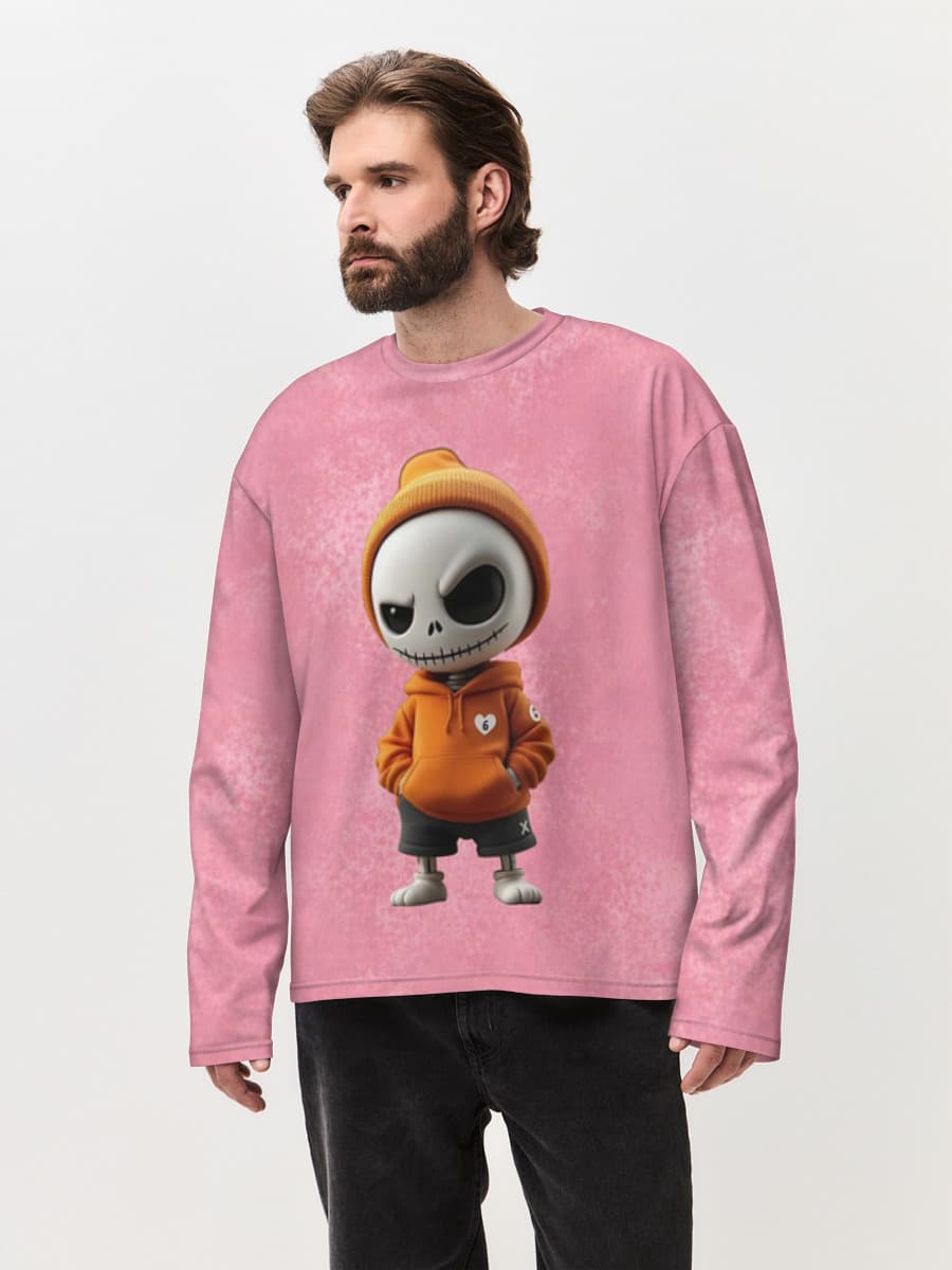 Camiseta de manga larga de algodón extragrande para hombre