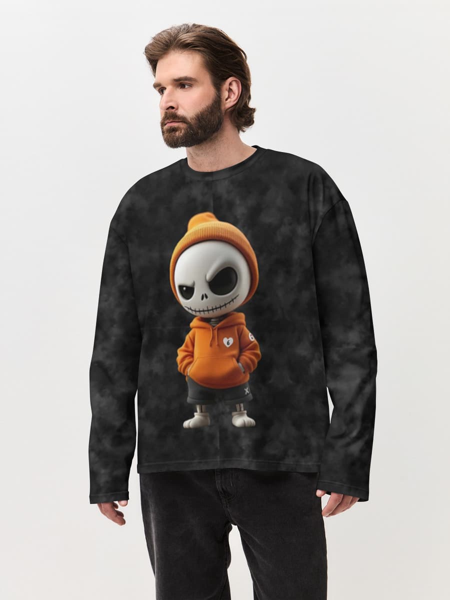 Camiseta de manga larga de algodón extragrande para hombre