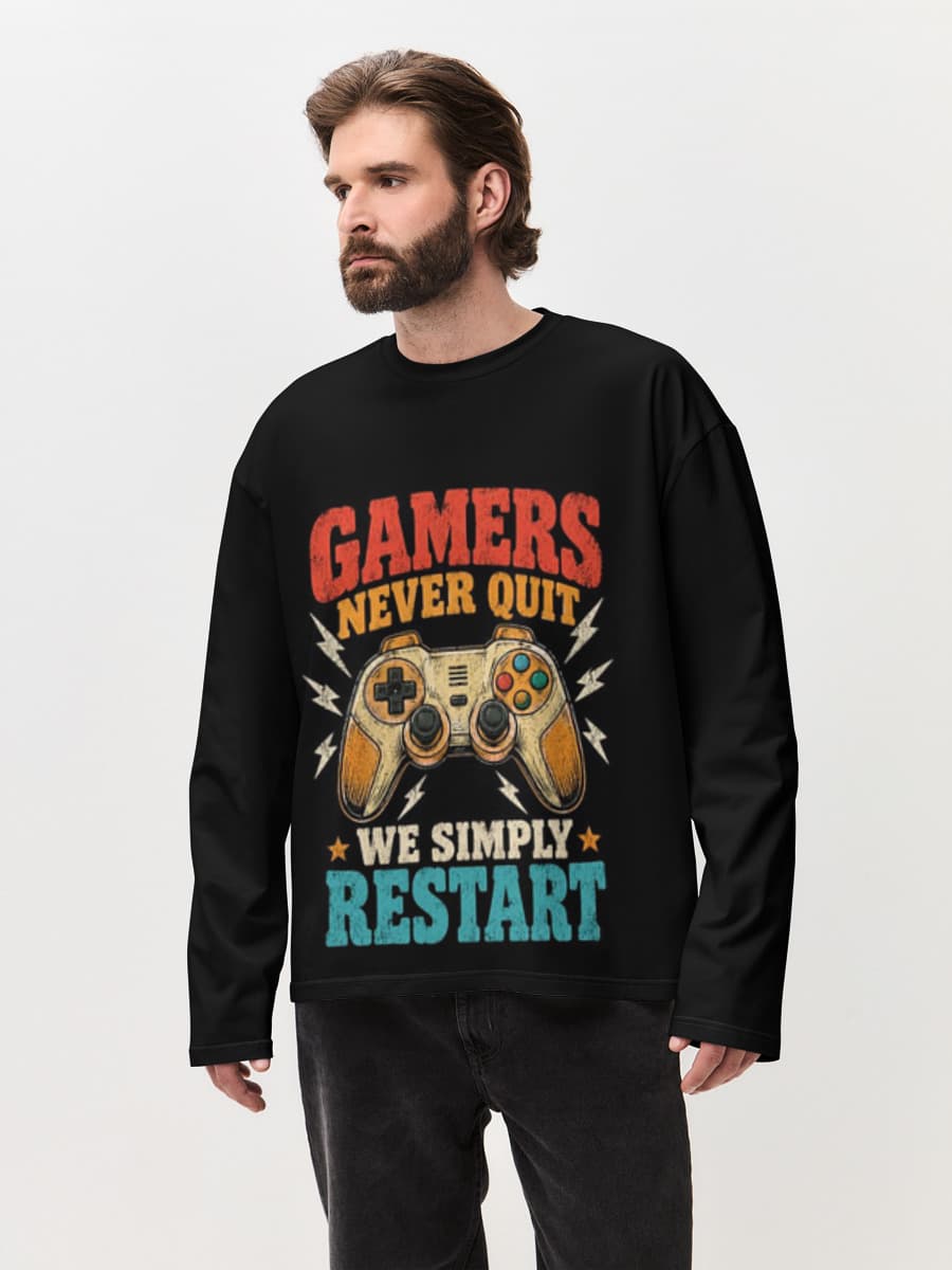 Camiseta de manga larga de algodón extragrande para hombre