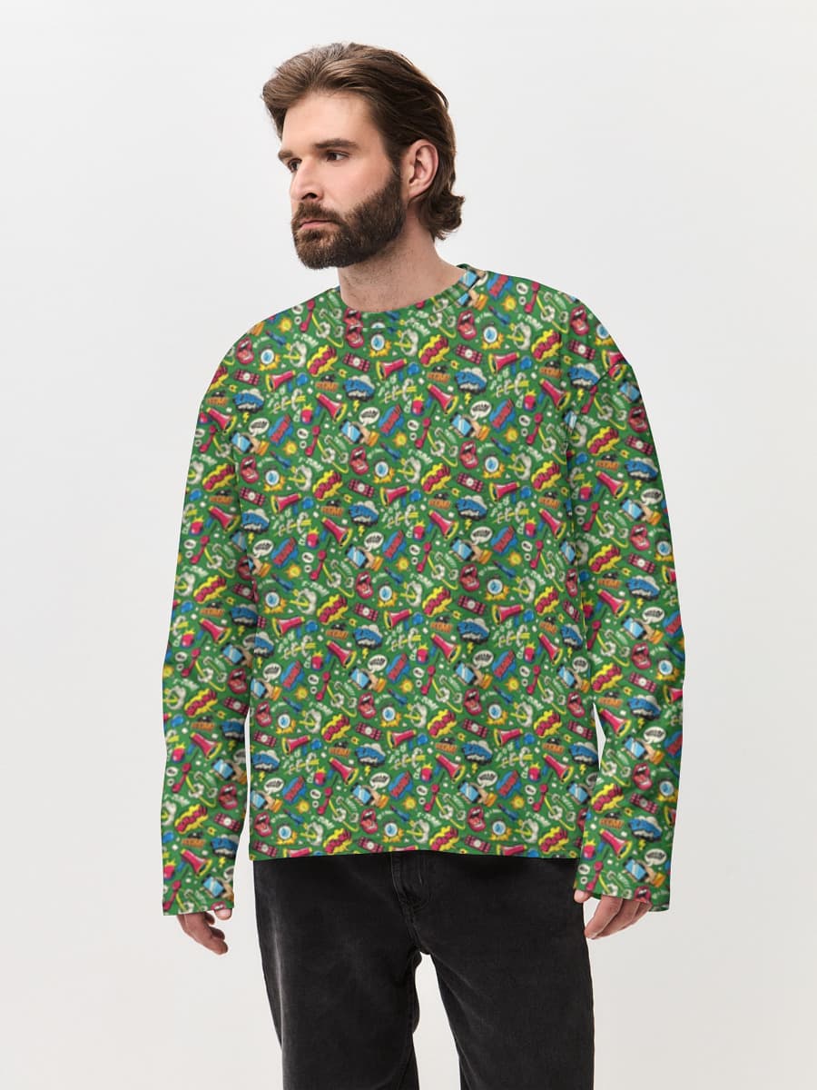 Camiseta de manga larga de algodón extragrande para hombre