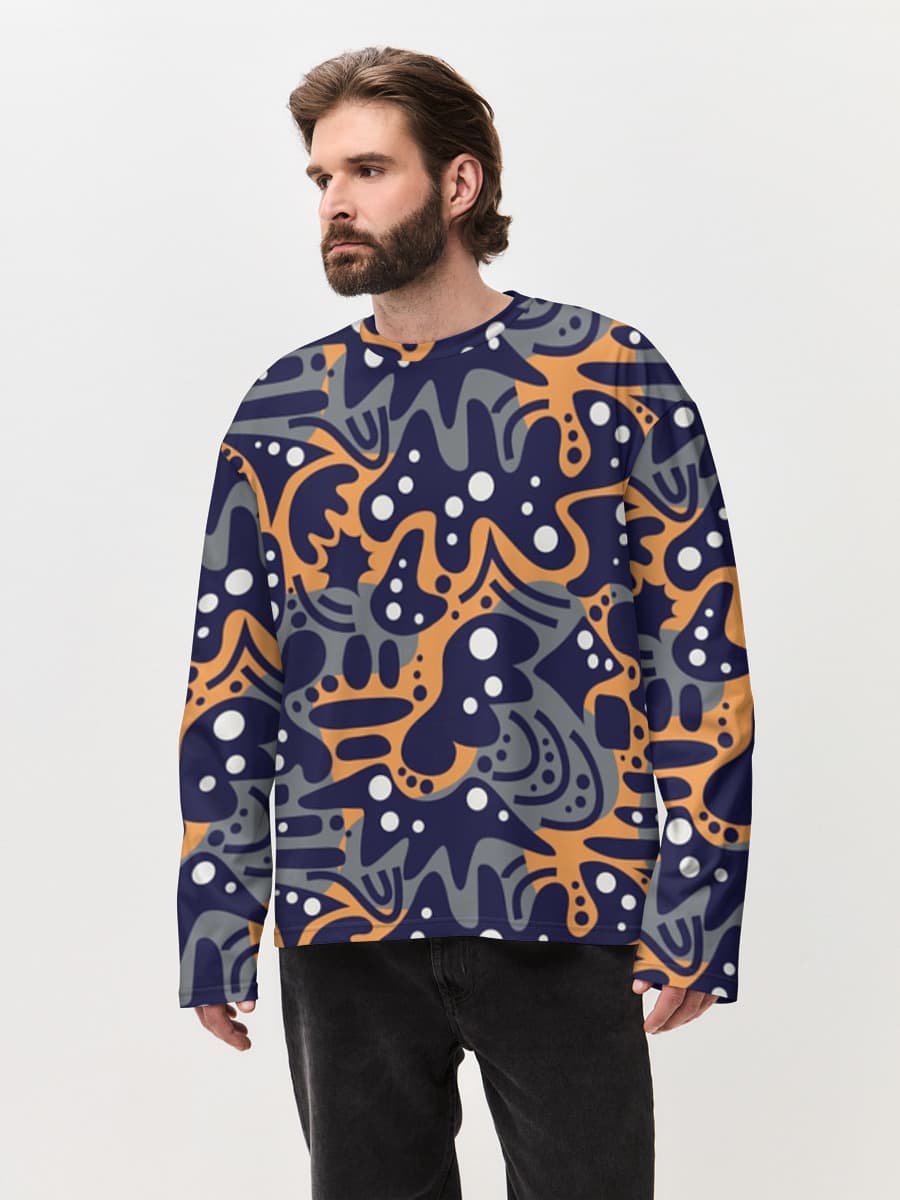 Herren Oversized Baumwoll Langarmshirt