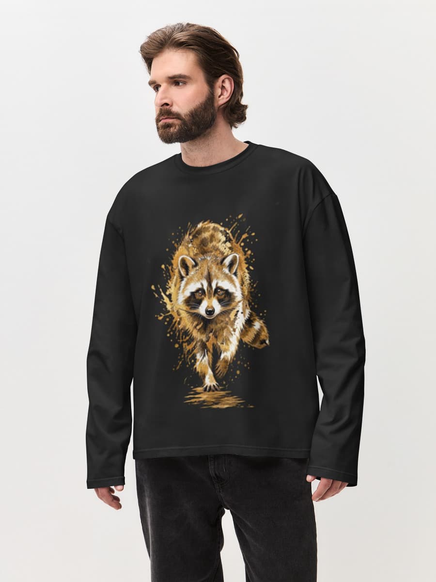 Camiseta de manga larga de algodón extragrande para hombre