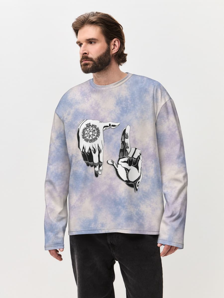 Herren Oversized Baumwoll Langarmshirt