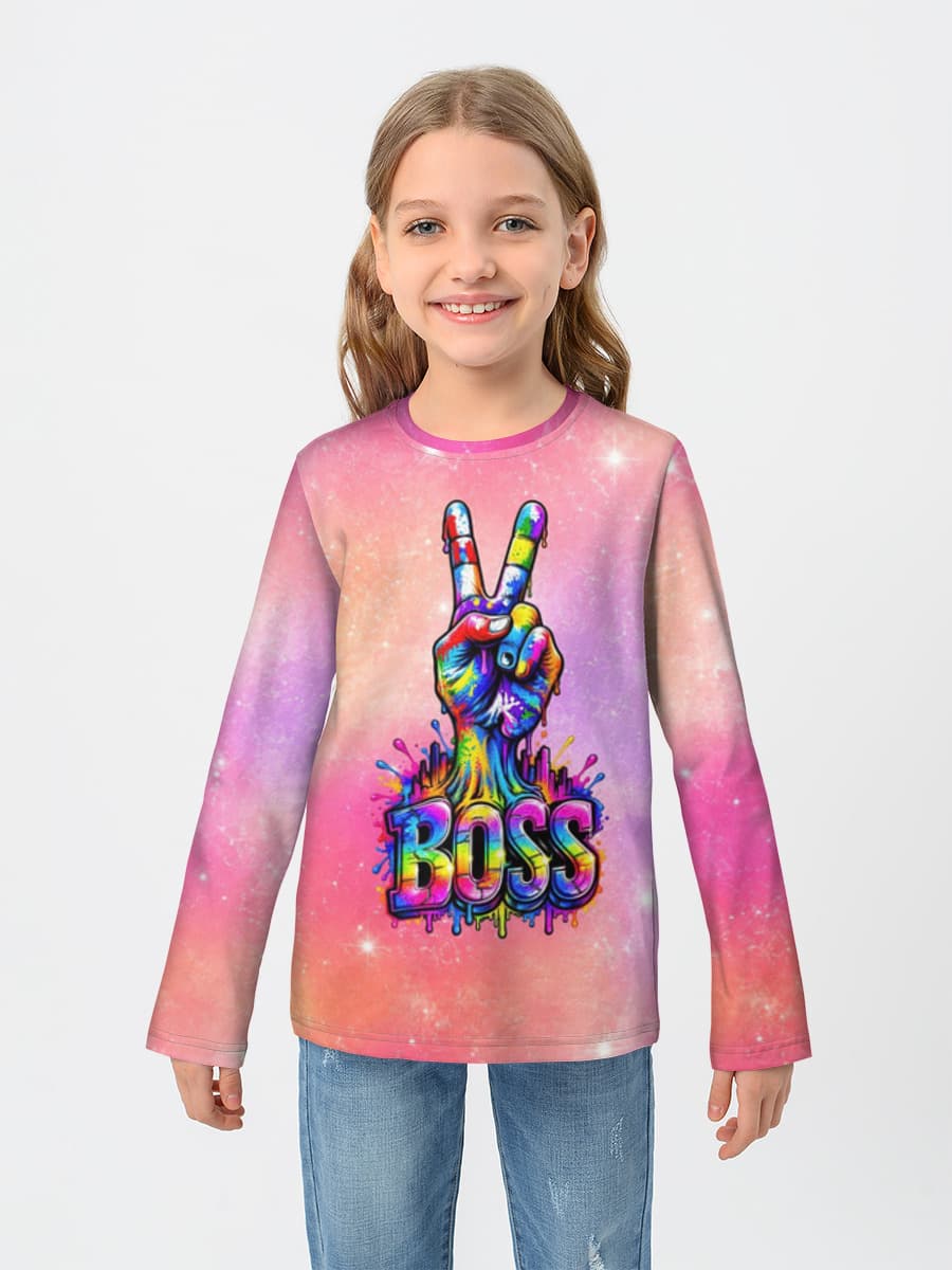 Girls' cotton long sleeve shirt
