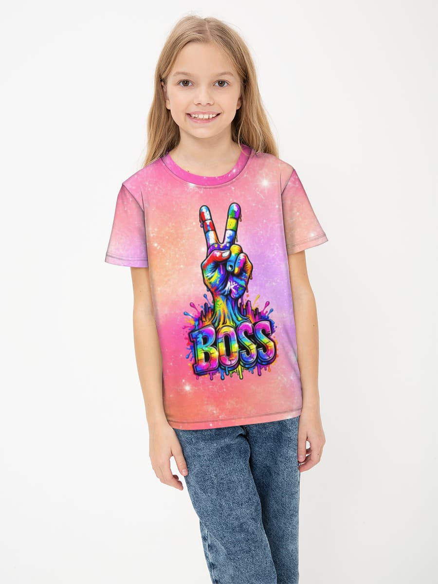 Girls' basic cotton T-shirt