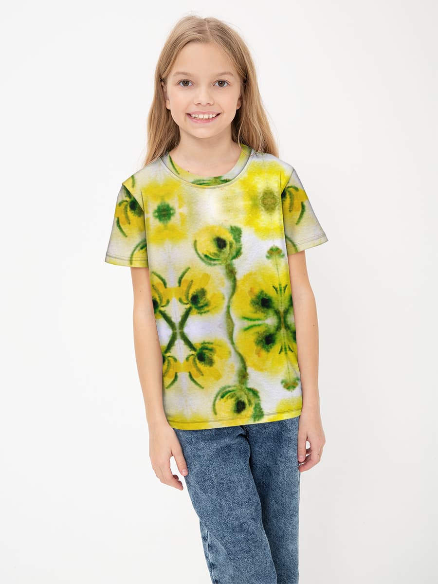 Yellow fantasy flower in watercolor