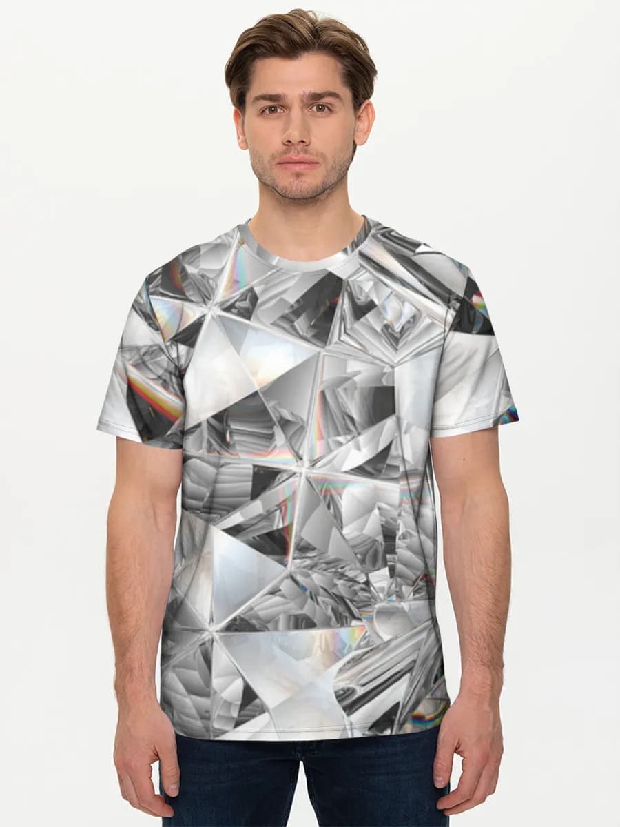 Chrome Prism Kaleidoscope — Men's basic cotton T-shirt with all-over print, Abstract theme