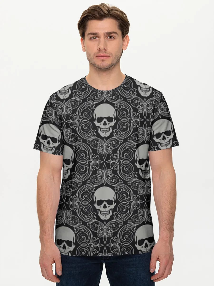 Gothic Damast Totenköpfe
