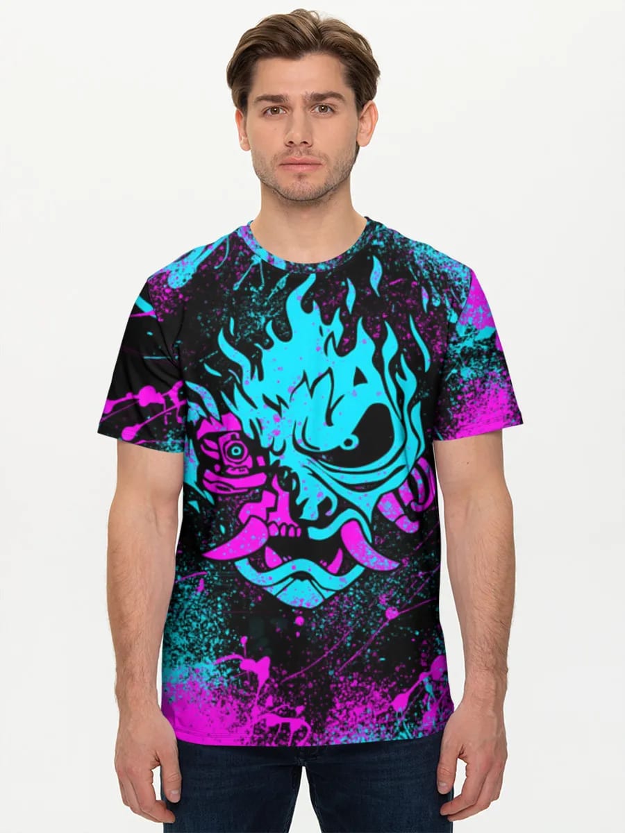 Neon Flammender Totenkopf
