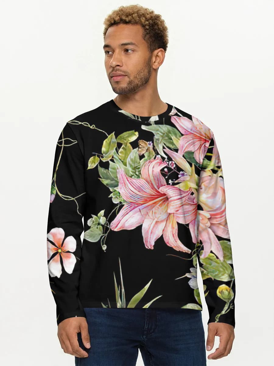 Herren Baumwoll Langarmshirt