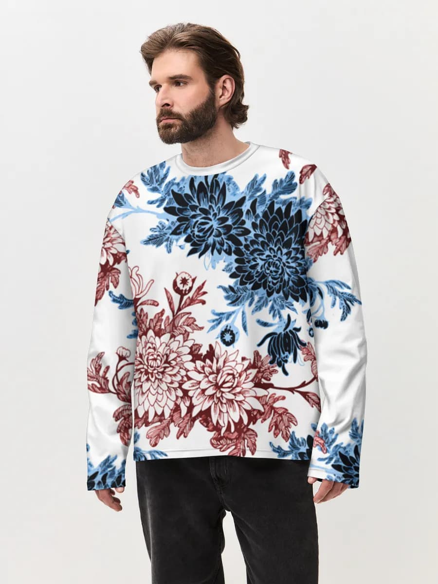 Herren Oversized Baumwoll Langarmshirt