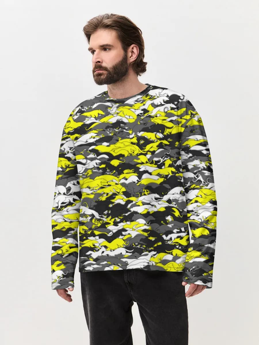 Camiseta de manga larga de algodón extragrande para hombre