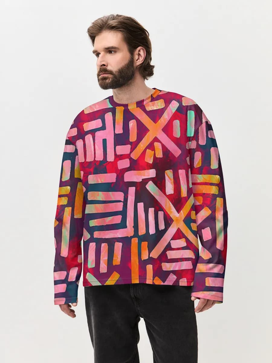 Herren Oversized Baumwoll Langarmshirt