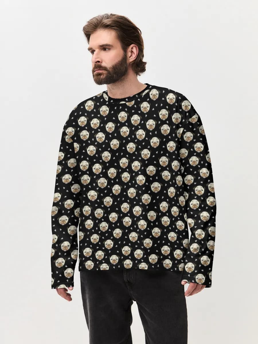 Herren Oversized Baumwoll Langarmshirt