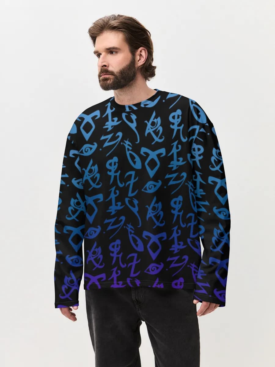 Herren Oversized Baumwoll Langarmshirt