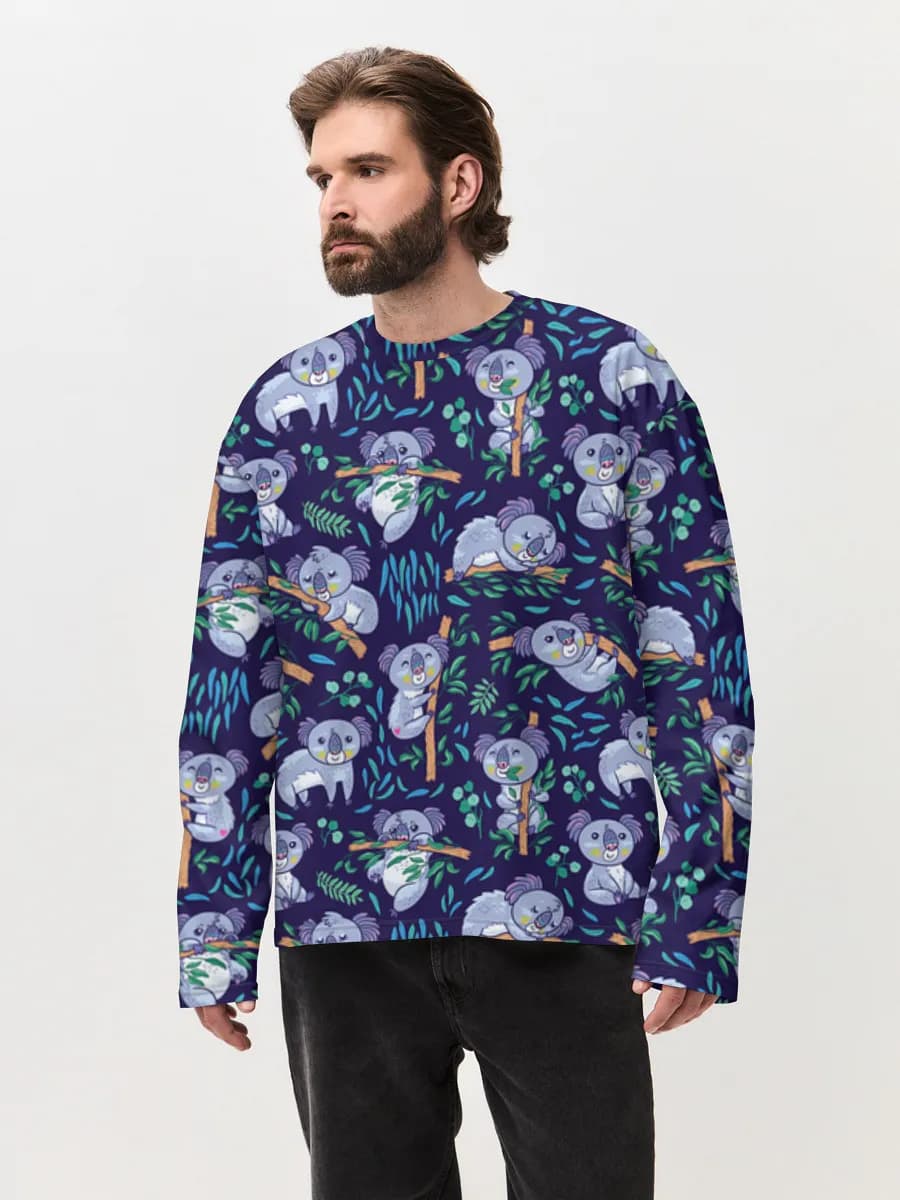Camiseta de manga larga de algodón extragrande para hombre