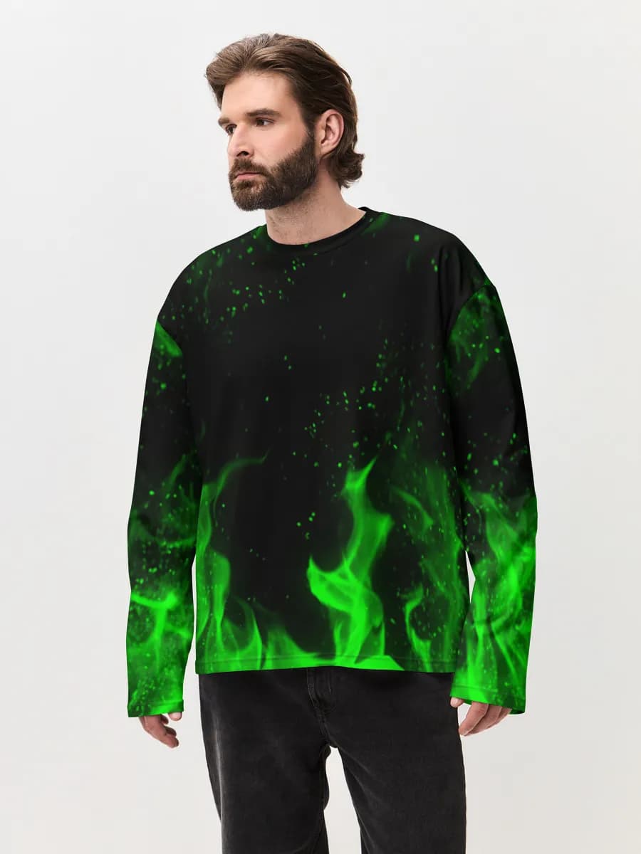 Camiseta de manga larga de algodón extragrande para hombre