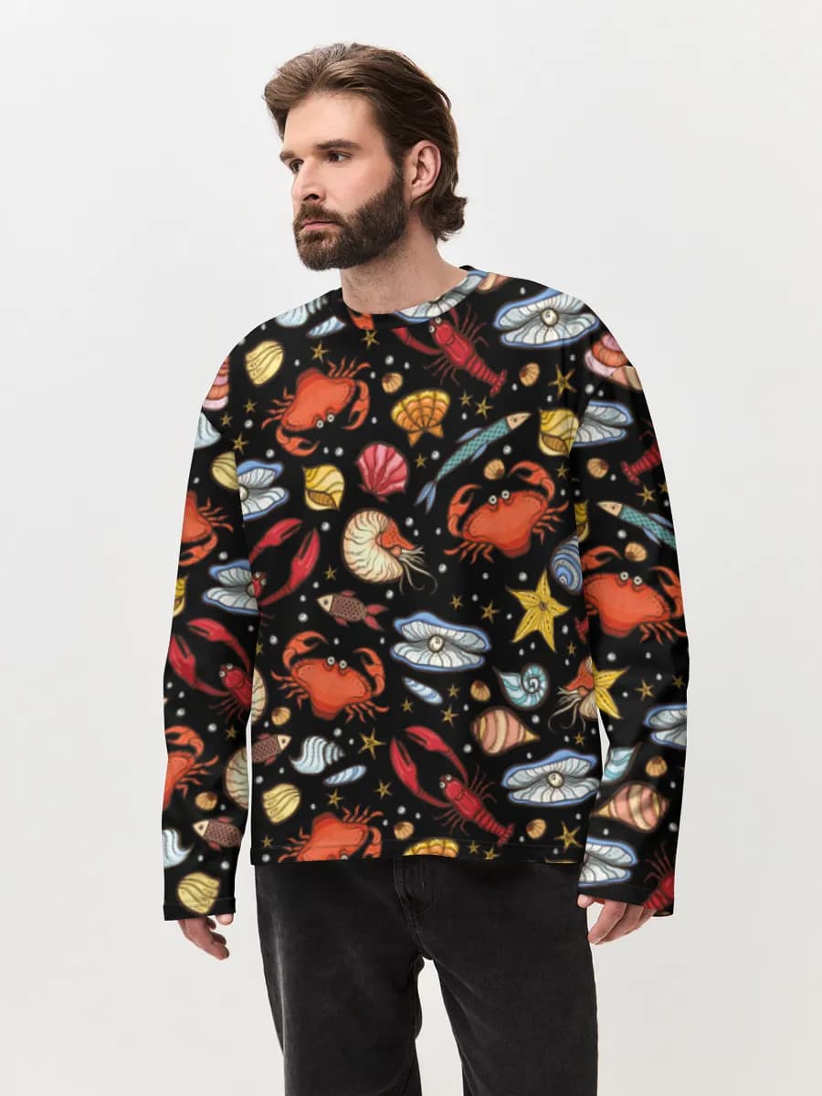 Camiseta de manga larga de algodón extragrande para hombre
