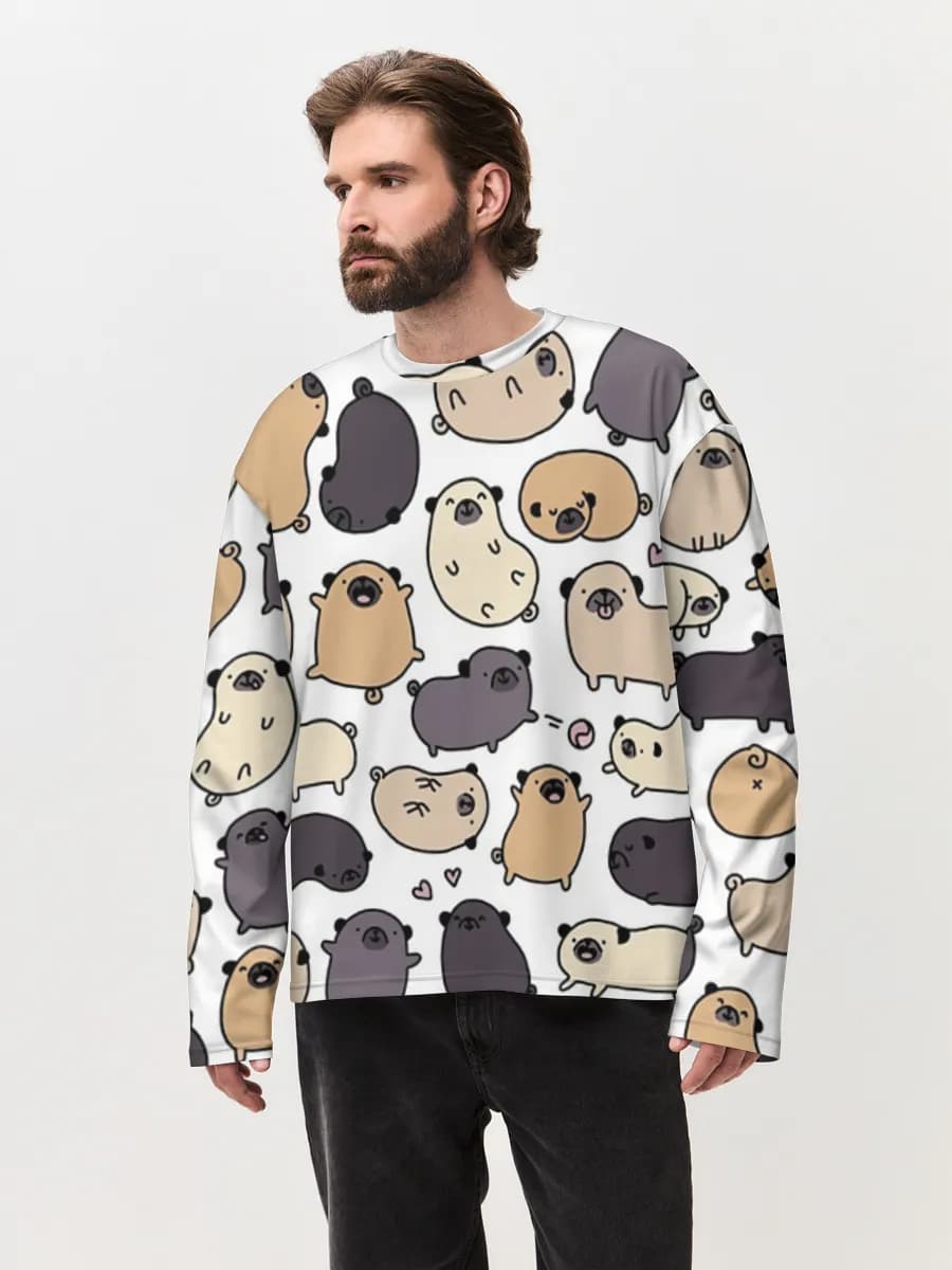 Camiseta de manga larga de algodón extragrande para hombre