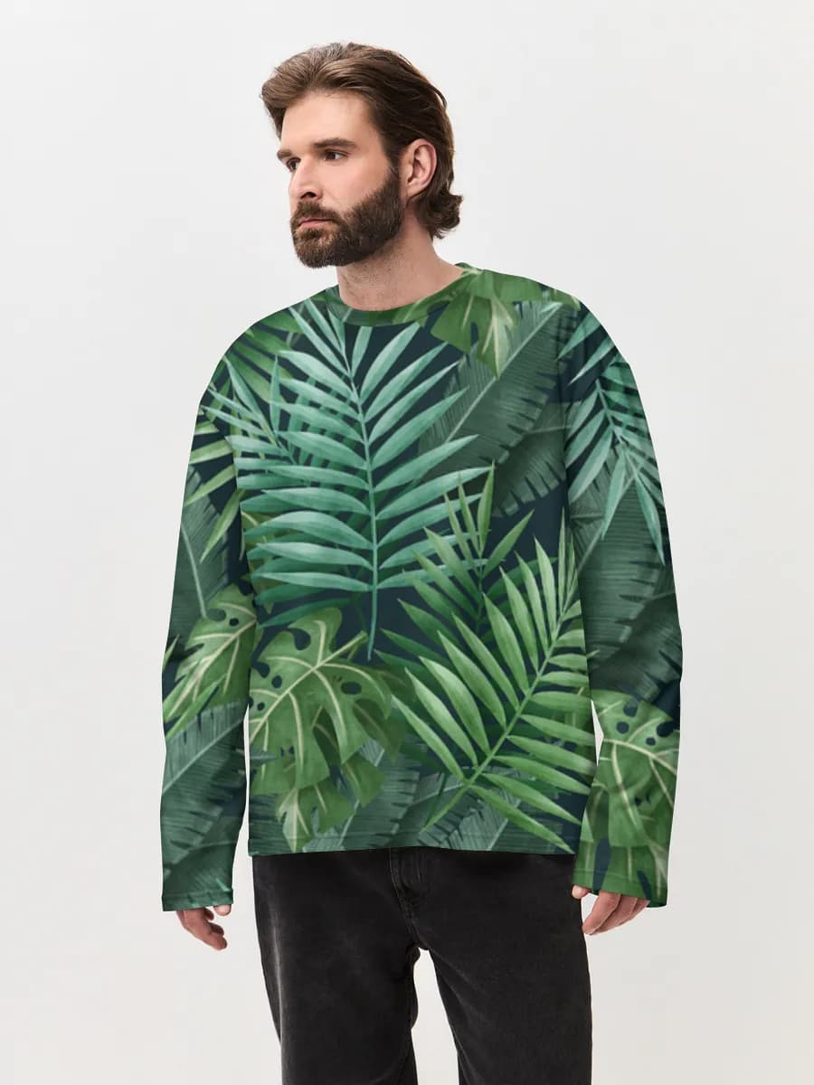 Camiseta de manga larga de algodón extragrande para hombre